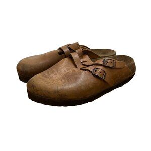 Vintage Birkis by Birkenstock Tan Leather Clog Sandals Made in Germany